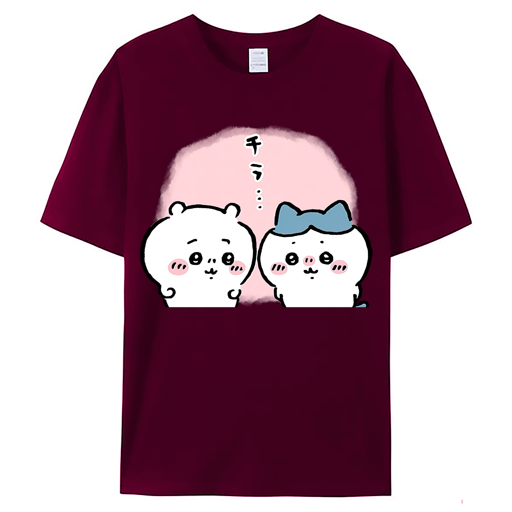 （画像用） ちいかわ ハチワレ Chii-kawa hachiware レディースカジュアルプリントTシャツ（綿100％）